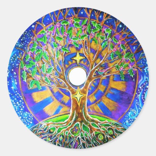 Pegatina de la mandala de la Luna Llena del solsti
