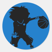 Pegatina de la silueta del jugador de básquet