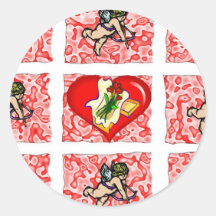 Pegatina de la tarjeta del día de San Valentín