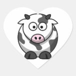 Pegatina de la vaca del dibujo animado (corazón)