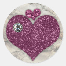 Pegatina de los corazones púrpuras de Bling