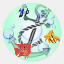 Pegatina de los pescados y del ancla
