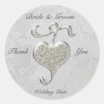 Pegatina de plata del boda del corazón