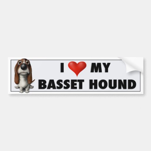Pegatina del amor de Basset Hound Pegatina De Parachoque