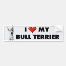 Pegatina del amor de bull terrier pegatina de parachoque