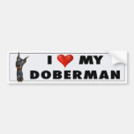 Pegatina del amor del Pinscher del Doberman (negro Pegatina De Parachoque