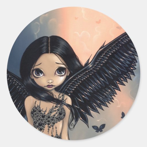 Pegatina "del ángel con alas negro"