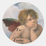Pegatina del ángel de Raphael del navidad a: De: