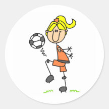 Pegatina del balón de fútbol del chica que hace ju
