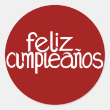 Pegatina del blanco de Feliz Cumpleaños