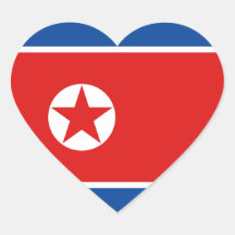 Pegatina del corazón de la bandera de Corea del No