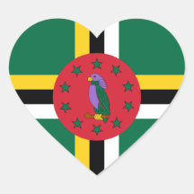 Pegatina del corazón de la bandera de Dominica