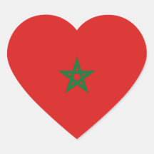 Pegatina del corazón de la bandera de Marruecos