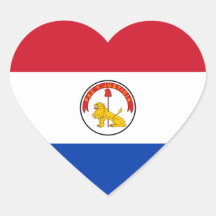 Pegatina del corazón de la bandera de Paraguay