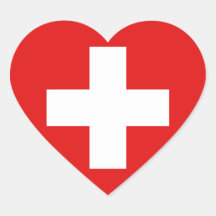 Pegatina del corazón de la bandera de Suiza