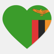 Pegatina del corazón de la bandera de Zambia