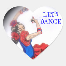 Pegatina del corazón del bailarín del flamenco