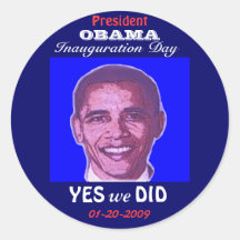 Pegatina del día de inauguración de OBAMA