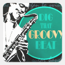 Pegatina del jugador de saxofón del jazz