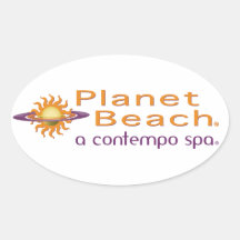 Pegatina del óvalo de la playa del planeta