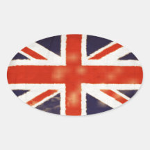 Pegatina del óvalo de Union Jack del vintage