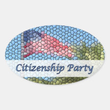 Pegatina del óvalo del mosaico de la bandera de lo