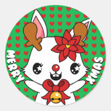 Pegatina del reno del conejito del navidad del dib