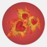 Pegatina del rojo de los corazones del otoño