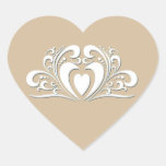 Pegatina elegante del corazón del boda