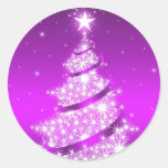 Pegatina elegante púrpura del árbol de navidad