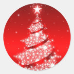 Pegatina elegante rojo del árbol de navidad