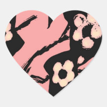 Pegatina en forma de corazón de la flor de cerezo