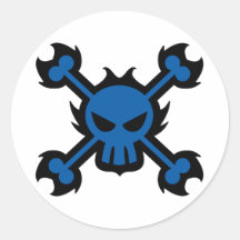 Pegatina estilizado del icono del cráneo en azul