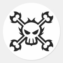 Pegatina estilizado del icono del cráneo en blanco