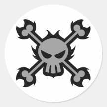 Pegatina estilizado del icono del cráneo en gris