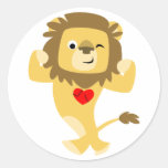Pegatina fuerte lindo del corazón del león del dib