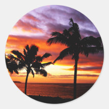 Pegatina hawaiano de la puesta del sol