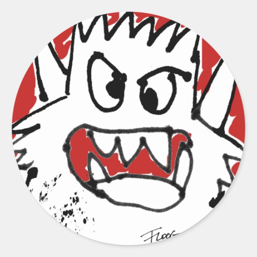 Pegatina irritable del monstruo del dibujo animado