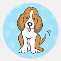 Pegatina lindo de Basset Hound del dibujo animado