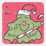 Pegatina lindo de la etiqueta del regalo del árbol