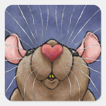 Pegatina lindo de la rata del corazón