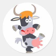 Pegatina lindo de la vaca del dibujo animado del b