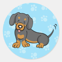 Pegatina lindo del Dachshund del perro del dibujo 