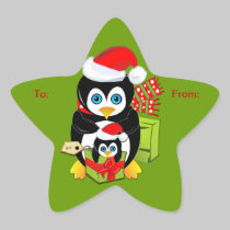 Pegatina lindo del navidad con los pingüinos pegatinas