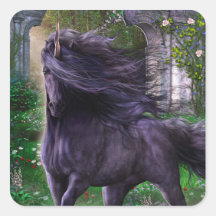 Pegatina negro del unicornio
