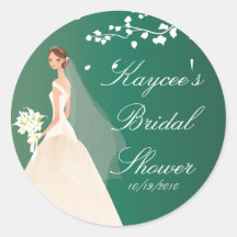 Pegatina nupcial de la ducha de la novia esmeralda