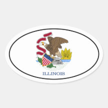 Pegatina oval de la bandera de Illinois