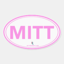 Pegatina oval del mitón de Romney Ryan (blanco/ros