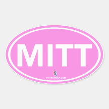 Pegatina oval del mitón de Romney Ryan (rosa)