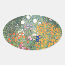 Pegatina oval - el jardín de flores